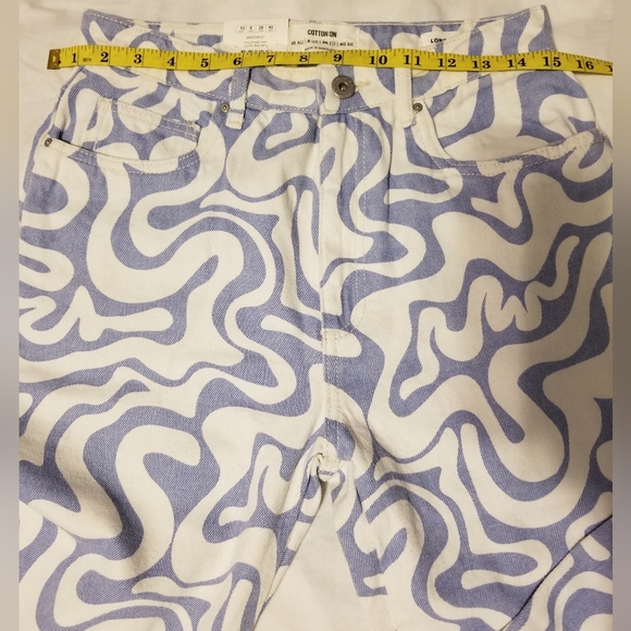 NWT Cotton:On Long Strainght Leg Jeans in Blue Swril Print  Size 6 - Picture 6 of 14
